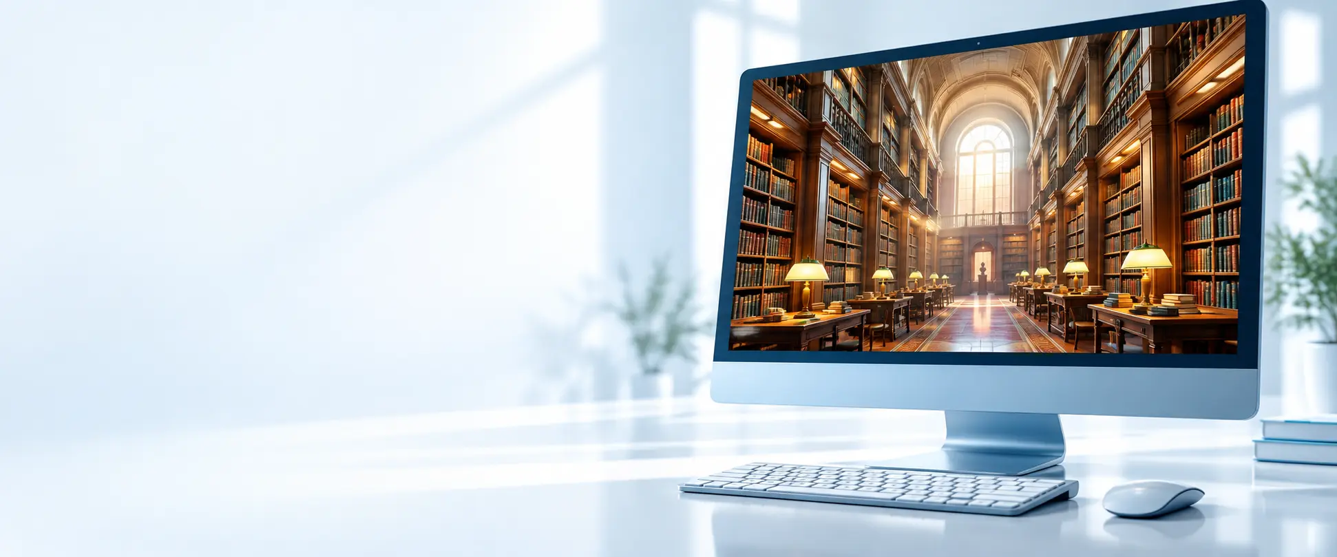 Biblioteca médica virtual con literatura clínica, tableta y herramientas de investigación